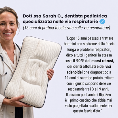 Raccomandazione della Dott.ssa Sarah C., dentista pediatrica specializzata nelle vie respiratorie