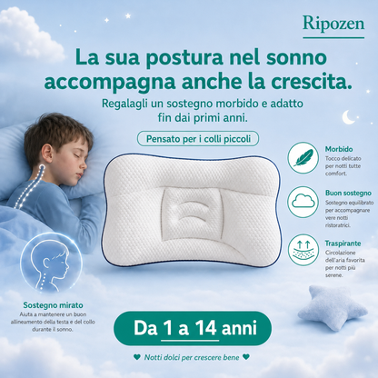 Il cuscino per bambini fatto per il suo collo
