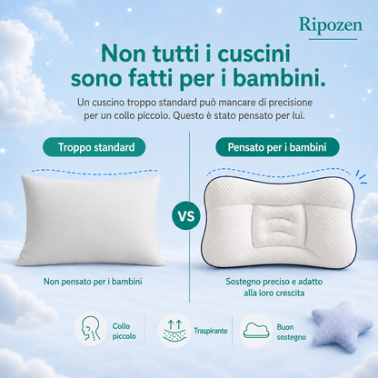 Il cuscino per bambini fatto per il suo collo