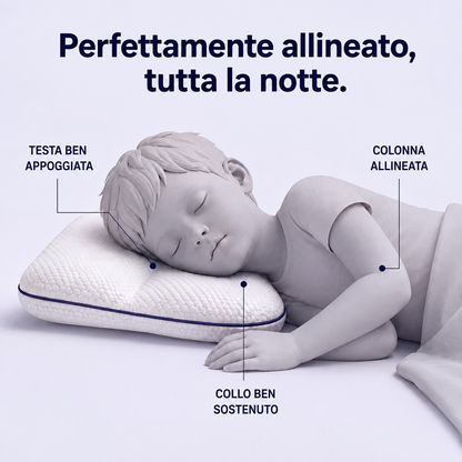 Il cuscino per bambini fatto per il suo collo