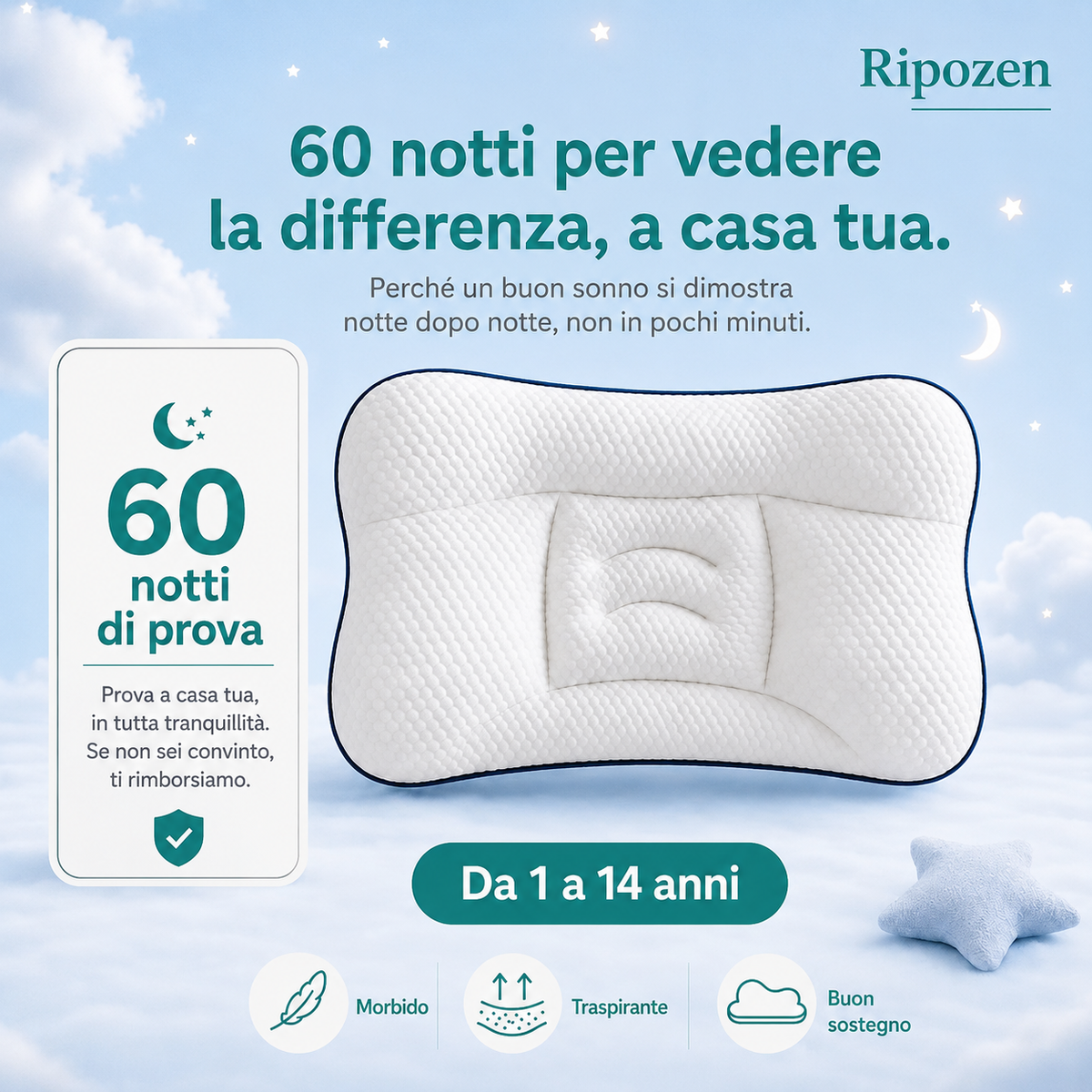 Il cuscino per bambini fatto per il suo collo