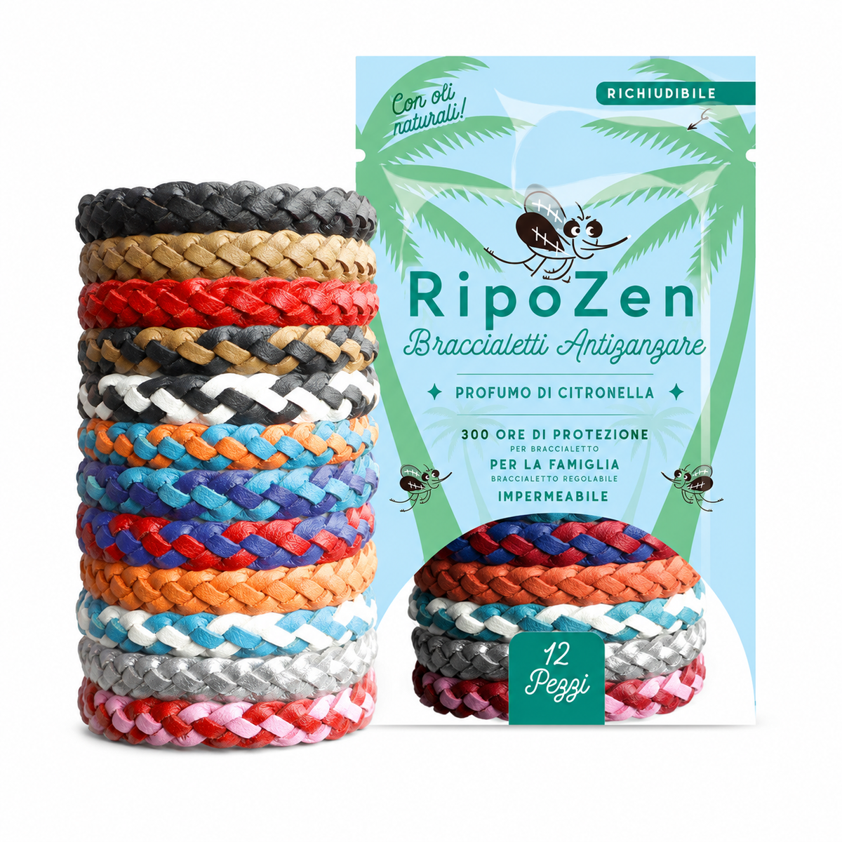 Braccialetti Antizanzare 12 Pezzi
