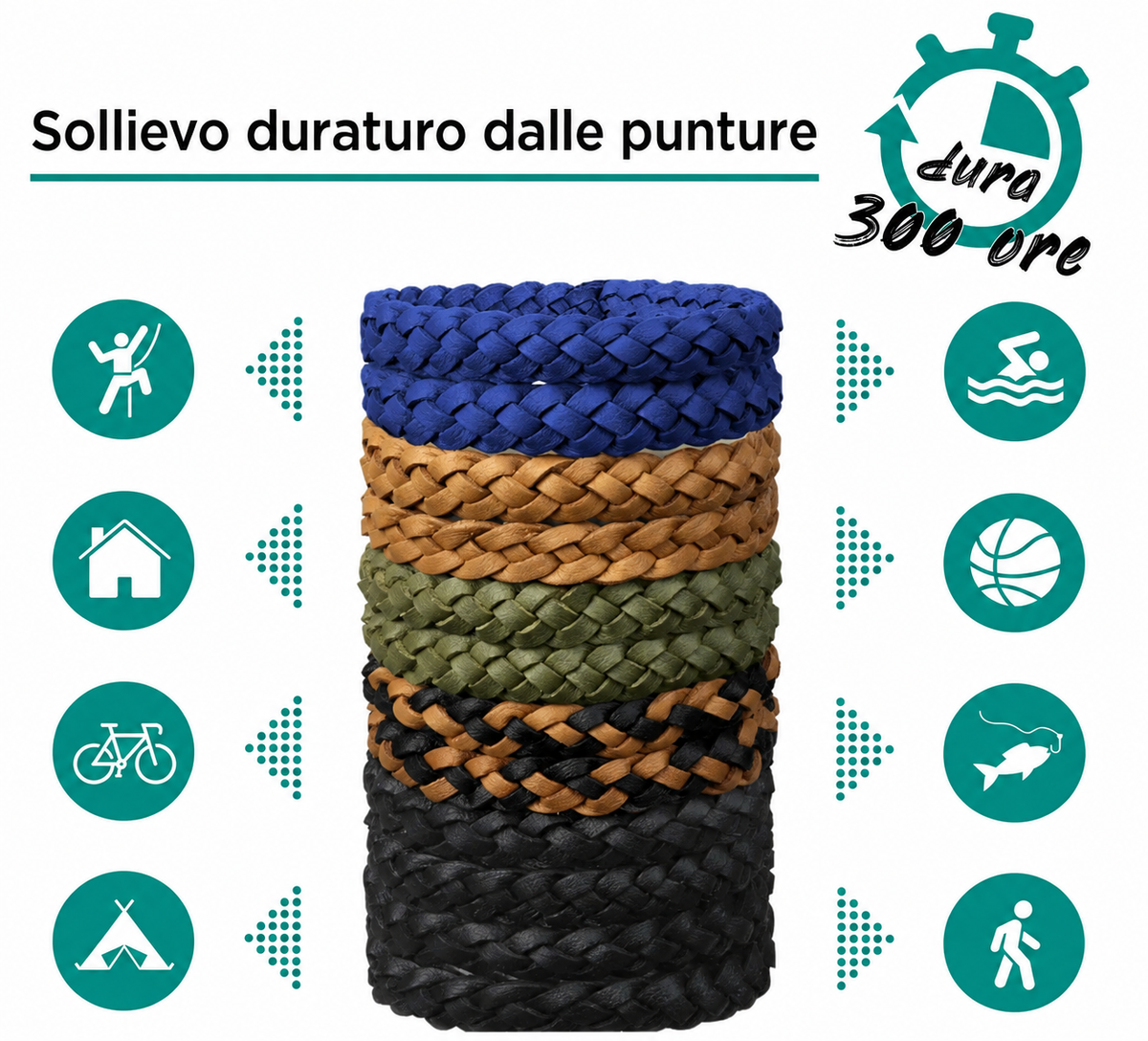 Braccialetti Antizanzare 12 Pezzi