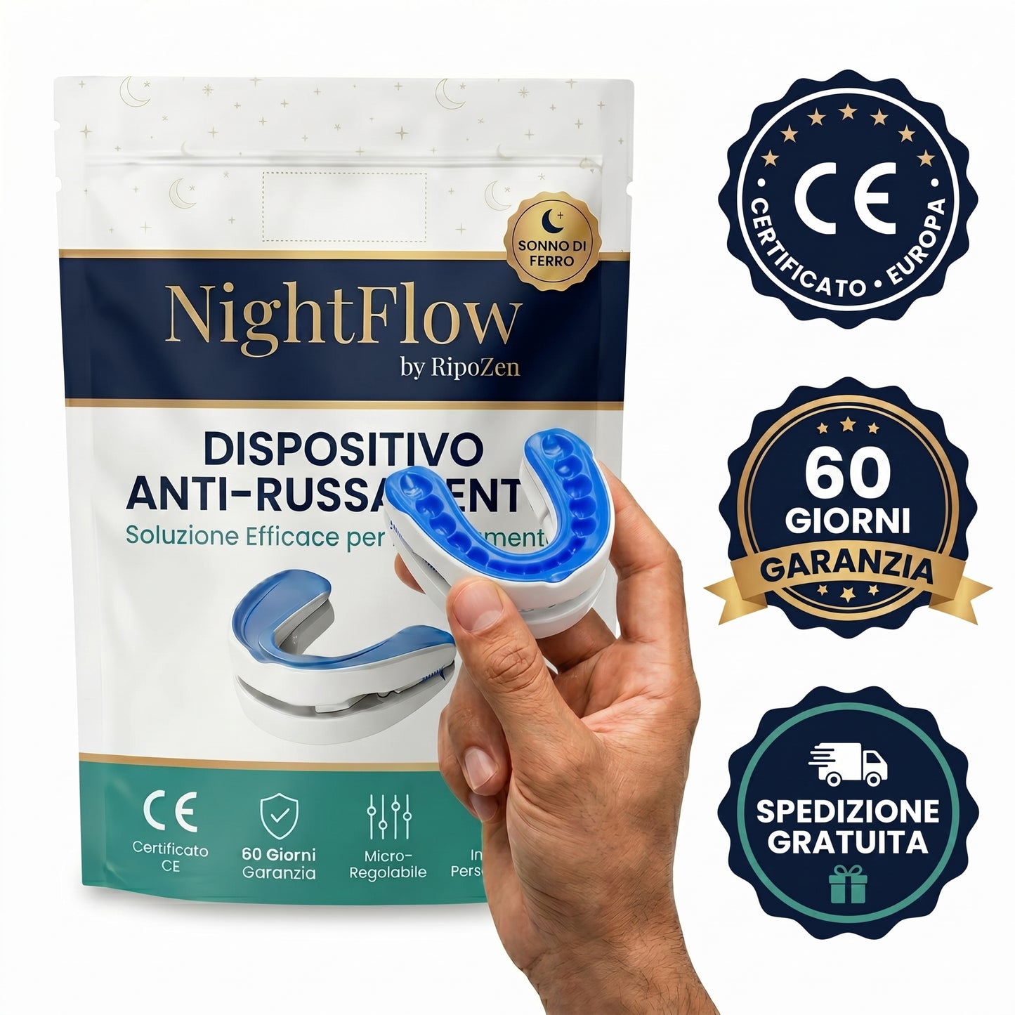 NightFlow - Dispositivo anti-russamento regolabile
